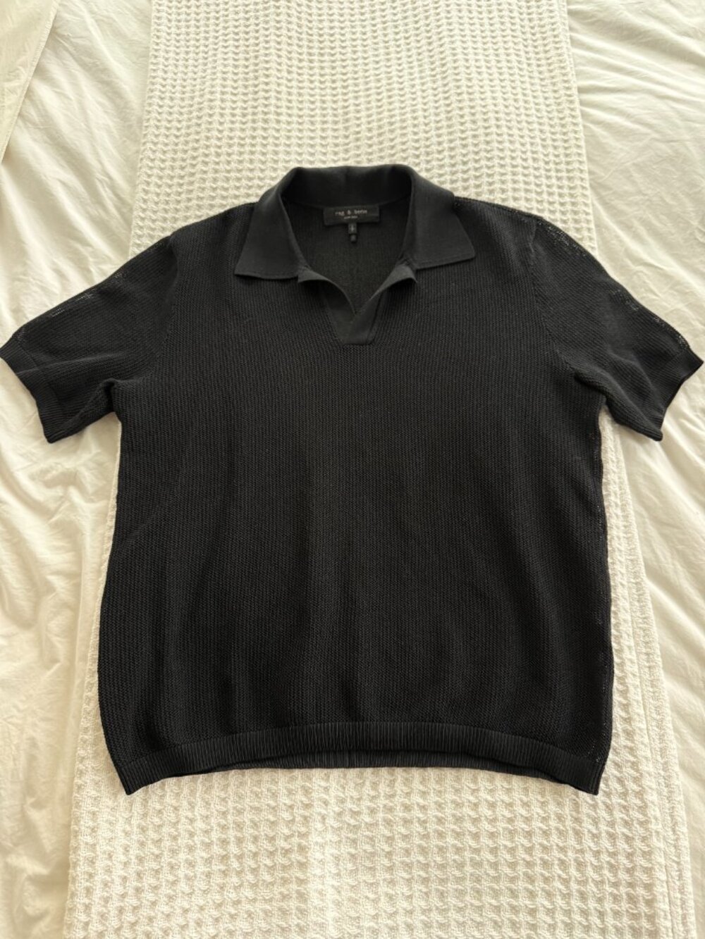 Rag & Bone - Men's Polo Shirt Size Small in Navy Blue Mesh Knit